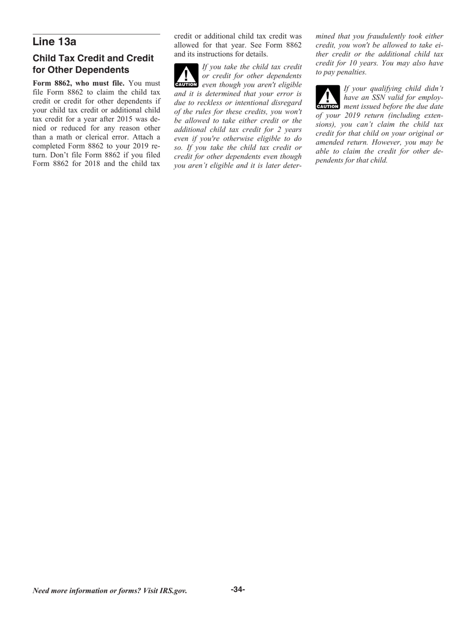 Instructions for IRS Form 1040, 1040-SR, Page 34