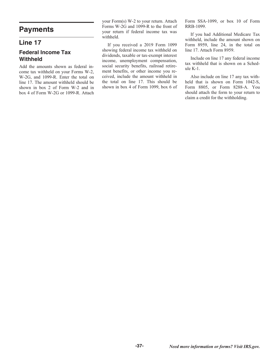 Instructions for IRS Form 1040, 1040-SR, Page 37