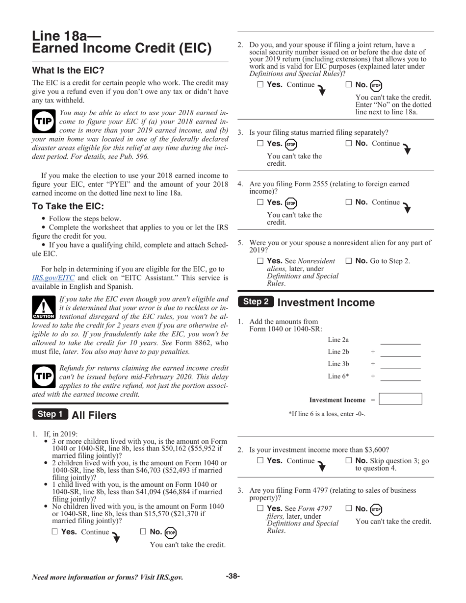 Instructions for IRS Form 1040, 1040-SR, Page 38