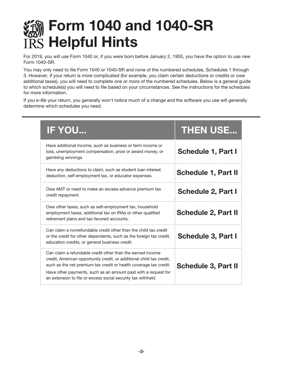 Instructions for IRS Form 1040, 1040-SR, Page 3