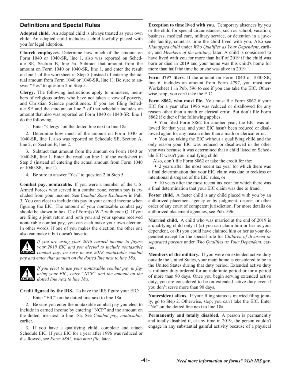 Instructions for IRS Form 1040, 1040-SR, Page 41