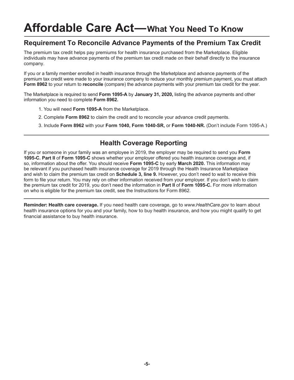 Instructions for IRS Form 1040, 1040-SR, Page 5