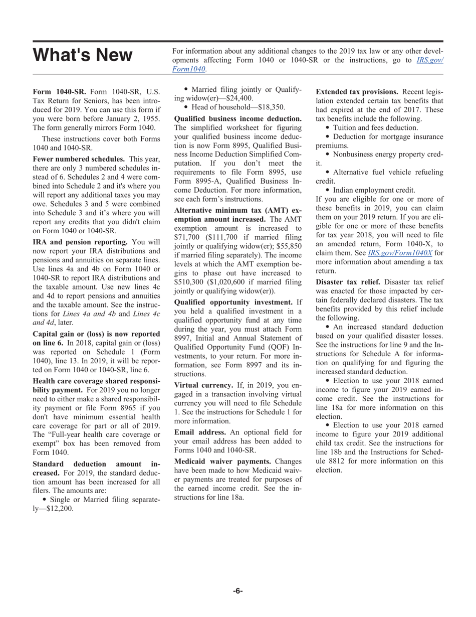 Instructions for IRS Form 1040, 1040-SR, Page 6