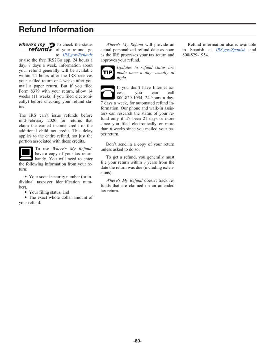 Instructions for IRS Form 1040, 1040-SR, Page 80