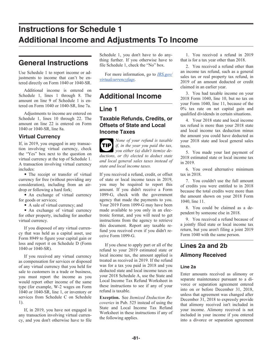 Instructions for IRS Form 1040, 1040-SR, Page 81
