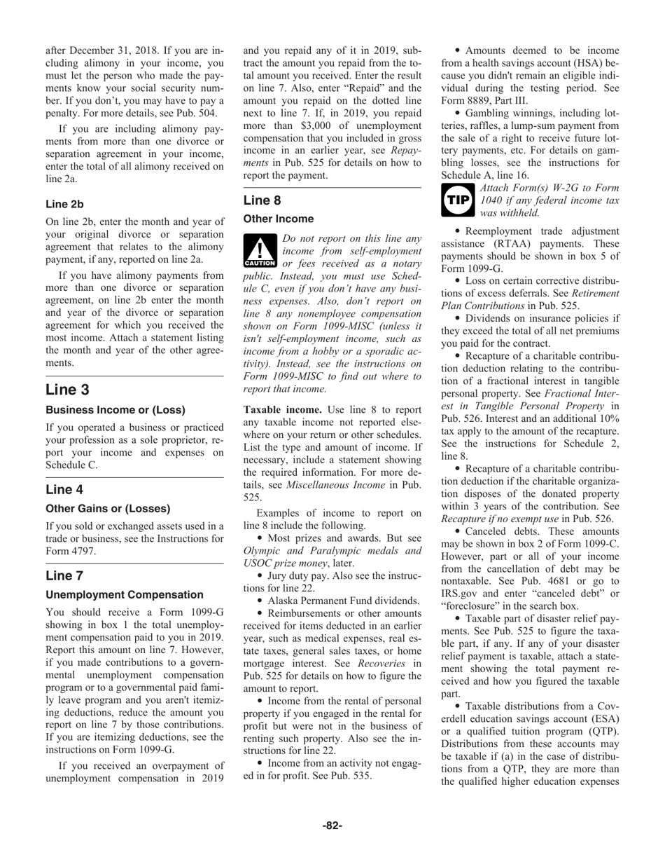 Instructions for IRS Form 1040, 1040-SR, Page 82