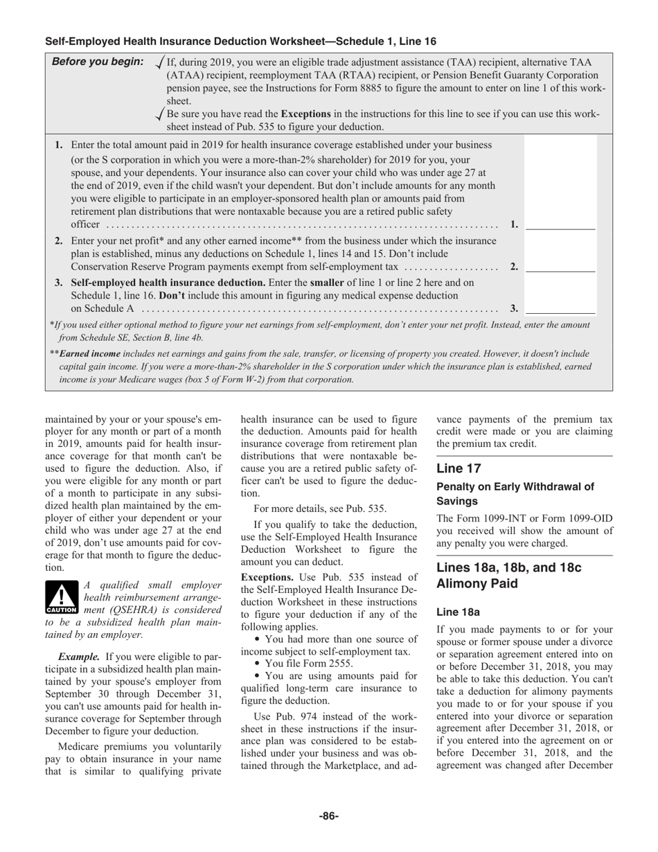 Instructions for IRS Form 1040, 1040-SR, Page 86