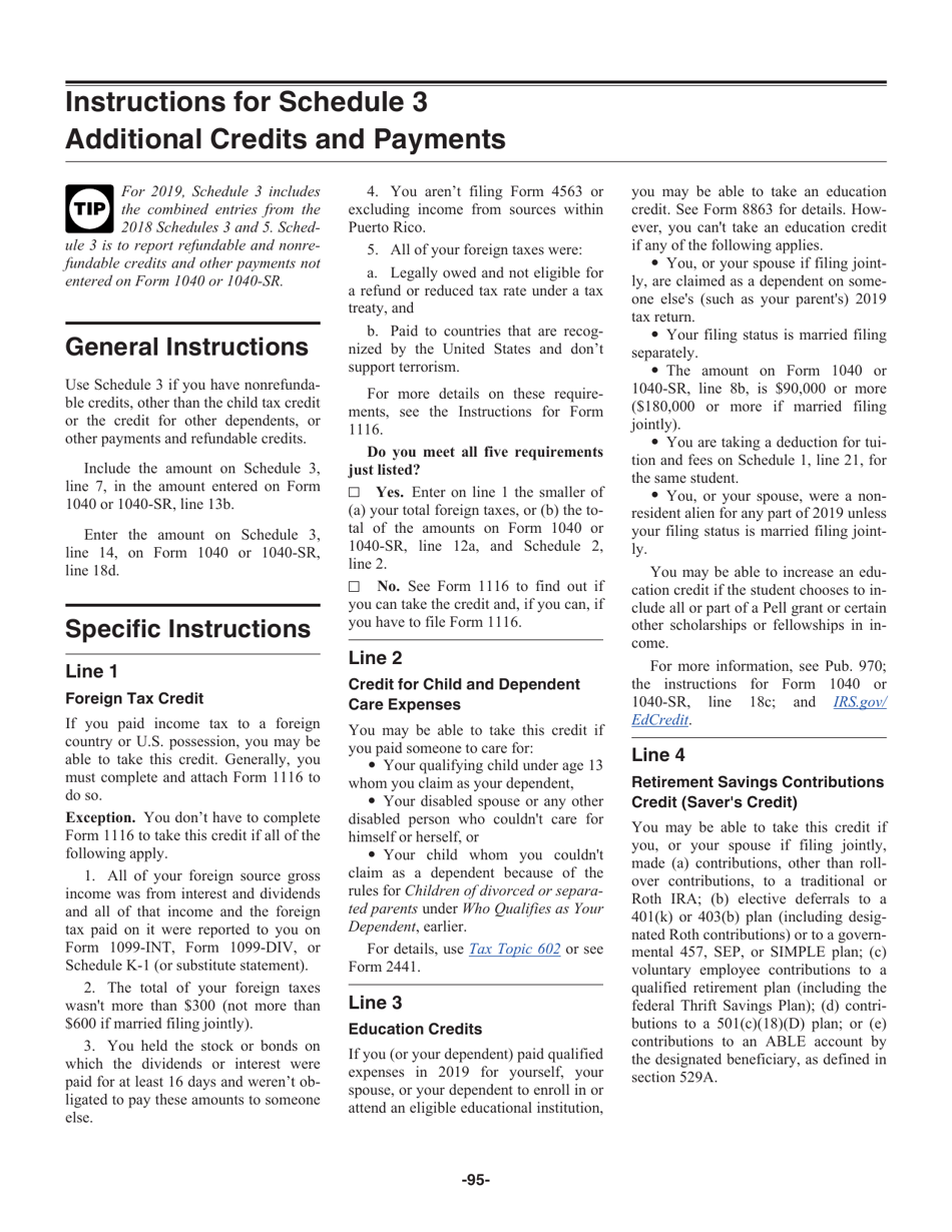 Instructions for IRS Form 1040, 1040-SR, Page 95