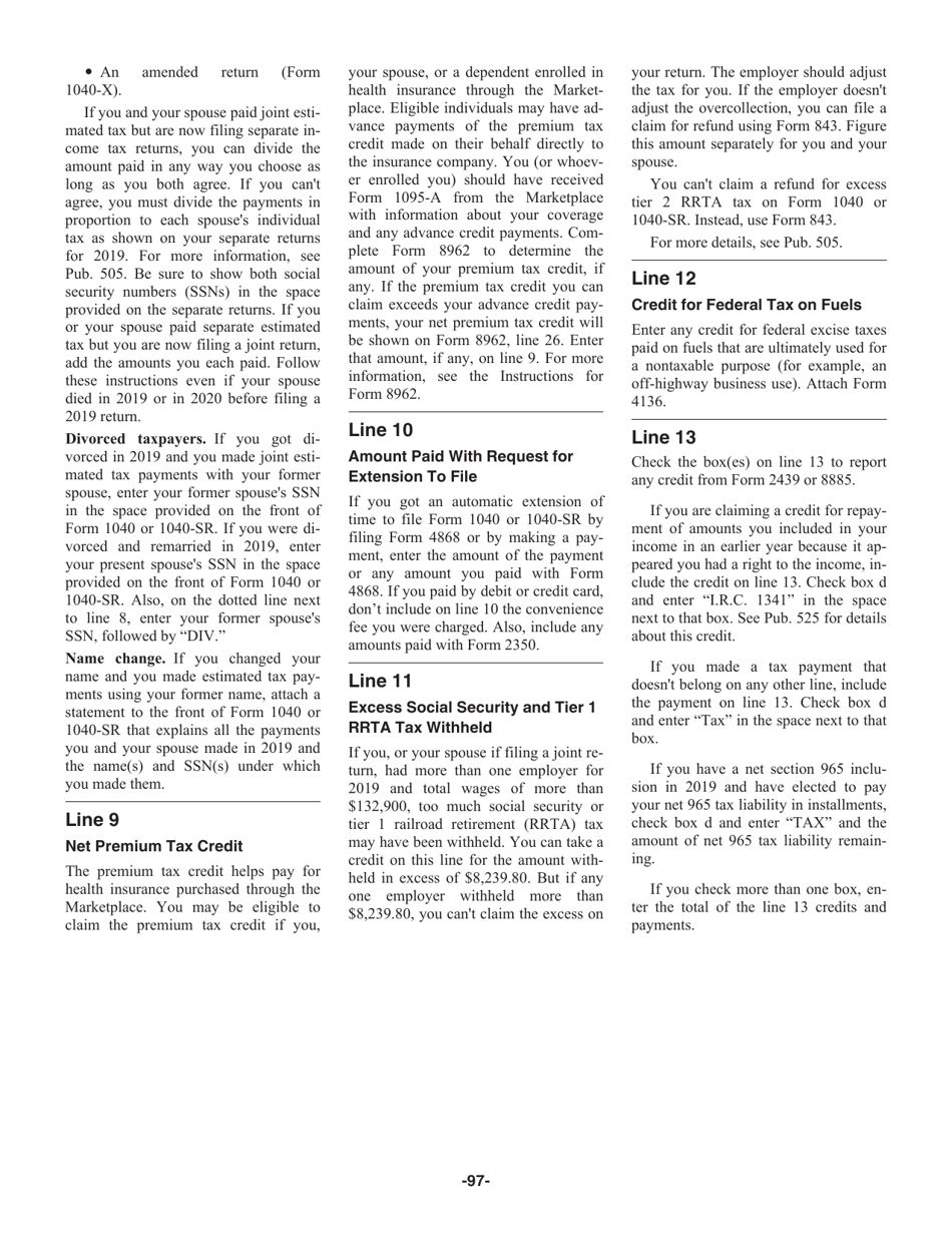 Instructions for IRS Form 1040, 1040-SR, Page 97