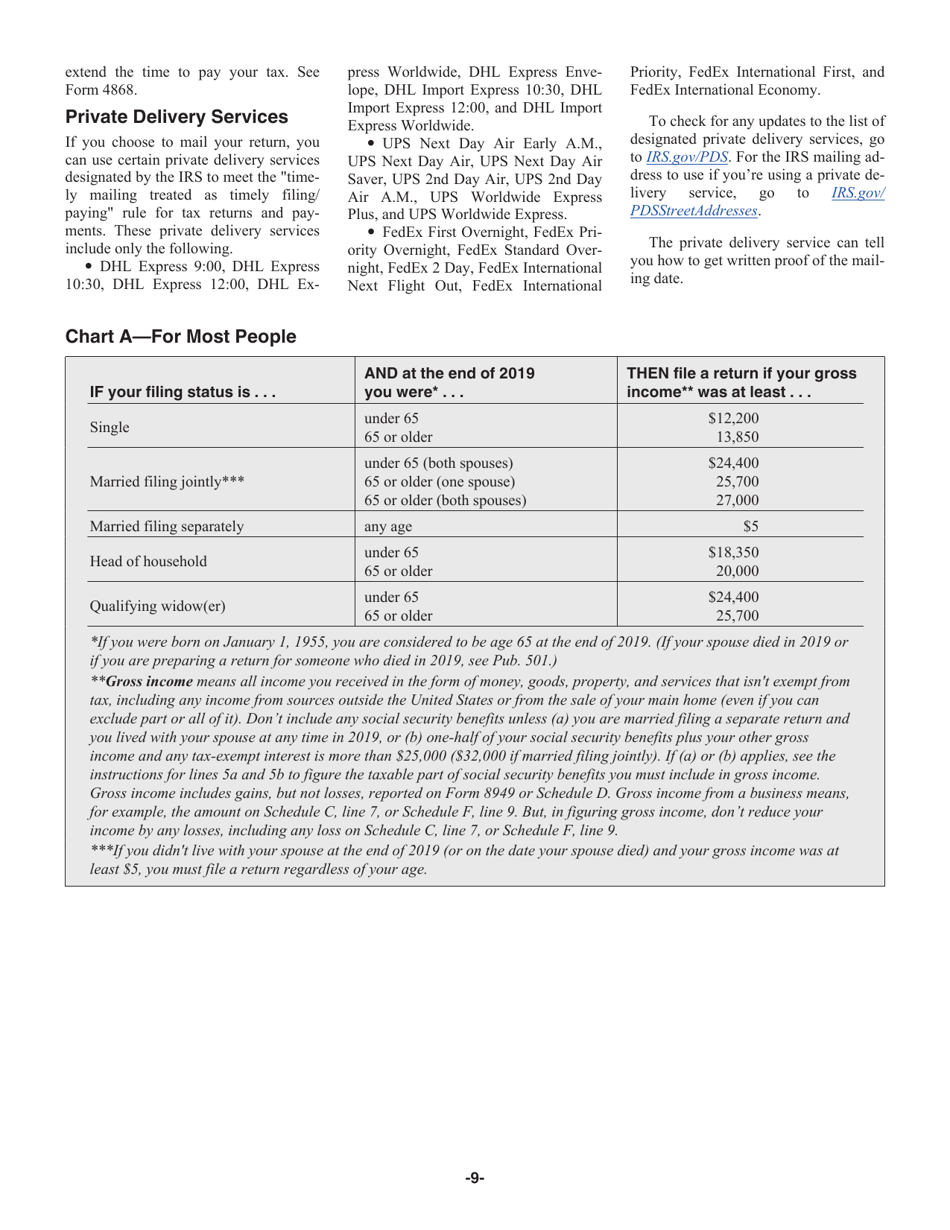 Instructions for IRS Form 1040, 1040-SR, Page 9
