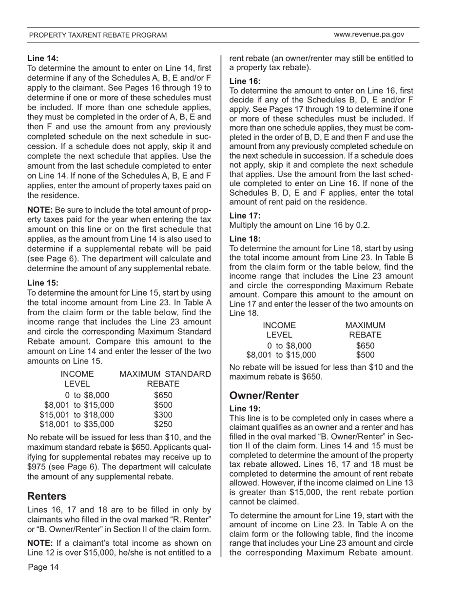 Form DFO-03 (EX) Property Tax / Rent Rebate Preparation Guide - Pennsylvania, Page 18