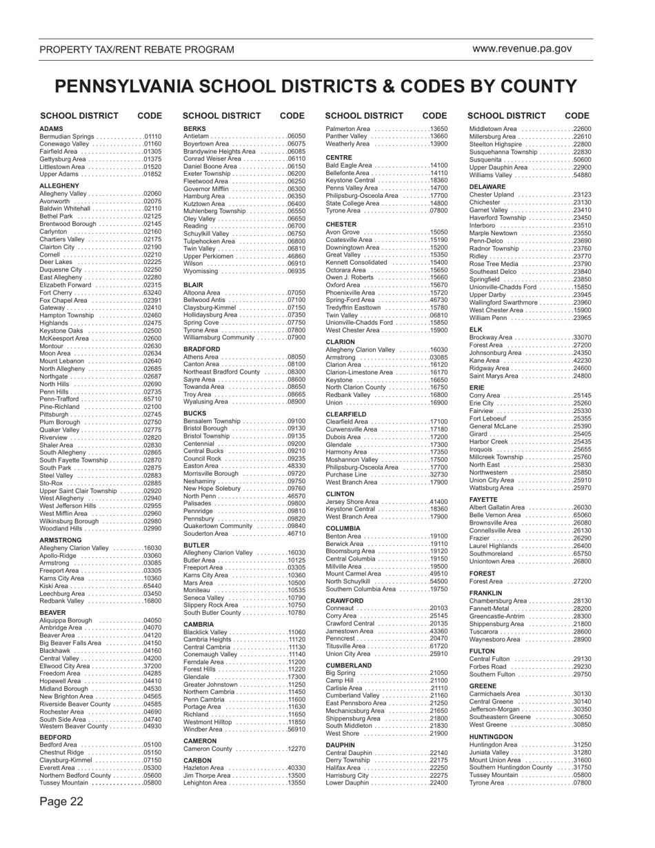Form DFO-03 (EX) Property Tax / Rent Rebate Preparation Guide - Pennsylvania, Page 26