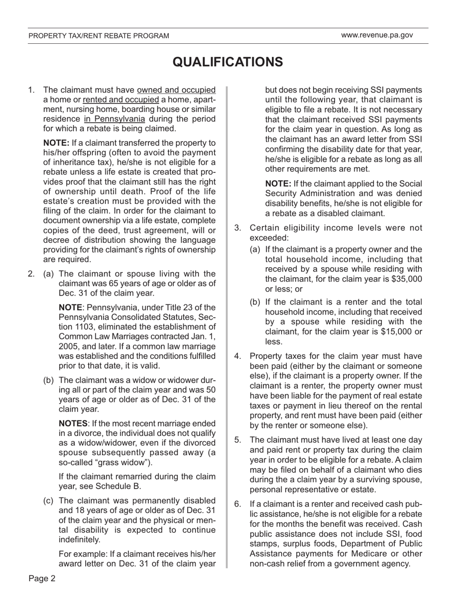Form DFO-03 (EX) Property Tax / Rent Rebate Preparation Guide - Pennsylvania, Page 6