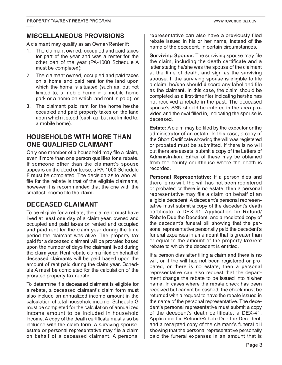 Form DFO-03 (EX) Property Tax / Rent Rebate Preparation Guide - Pennsylvania, Page 7