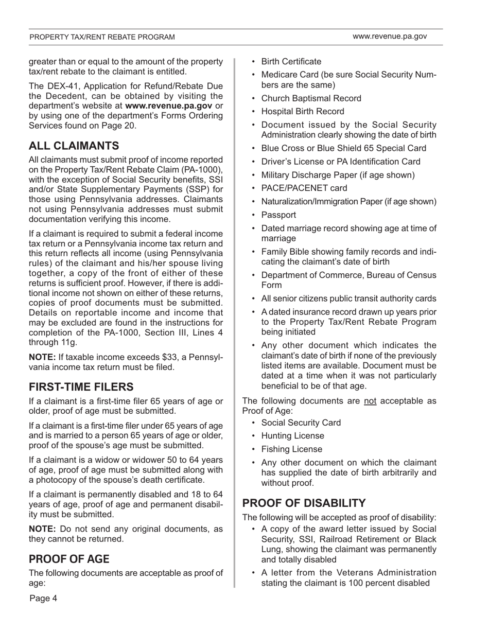 Form DFO-03 (EX) Property Tax / Rent Rebate Preparation Guide - Pennsylvania, Page 8