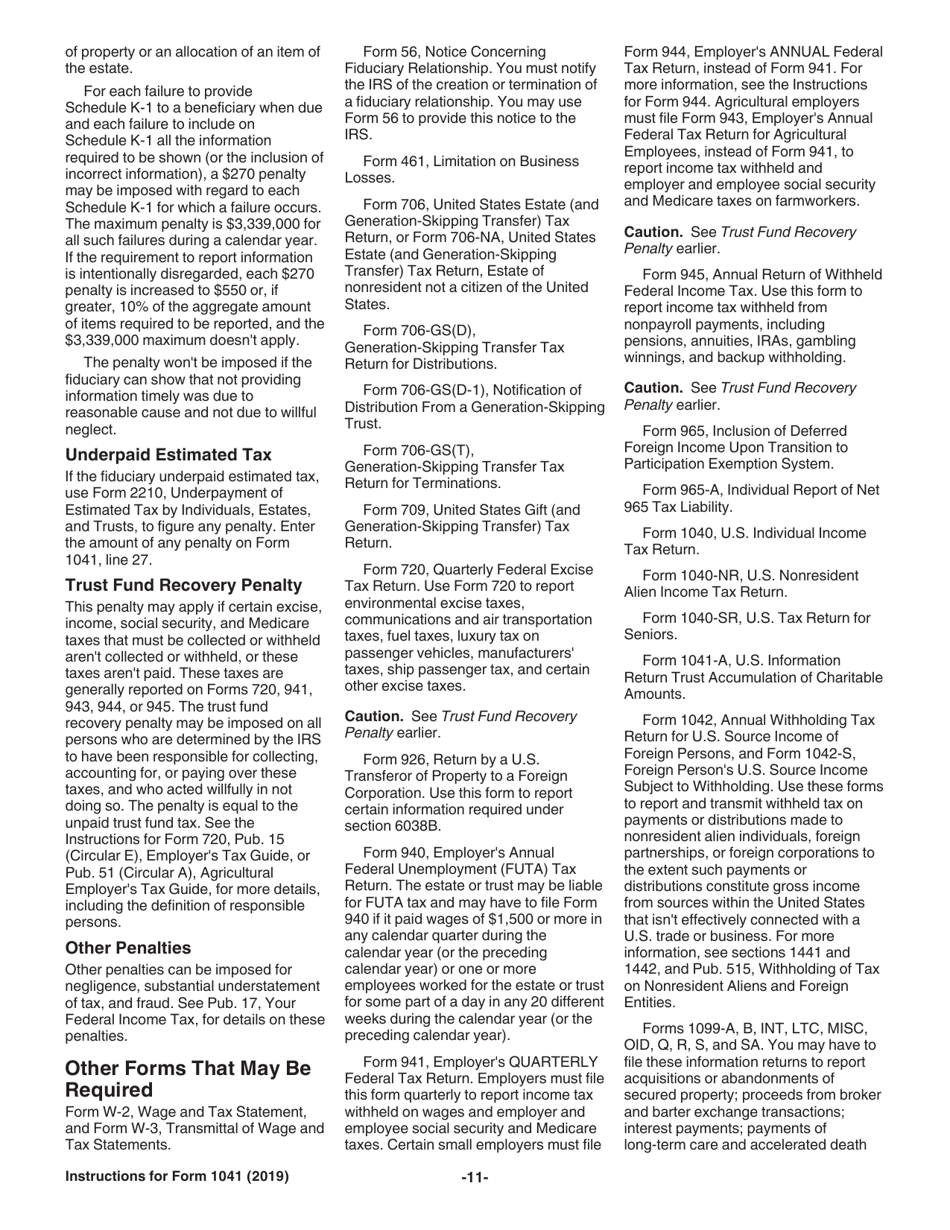 Instructions for IRS Form 1041 Schedule A, B, G, J, K-1 U.S. Income Tax Return for Estates and Trusts, Page 11