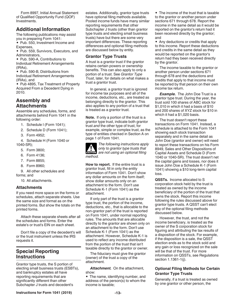 Instructions for IRS Form 1041 Schedule A, B, G, J, K-1 U.S. Income Tax Return for Estates and Trusts, Page 13