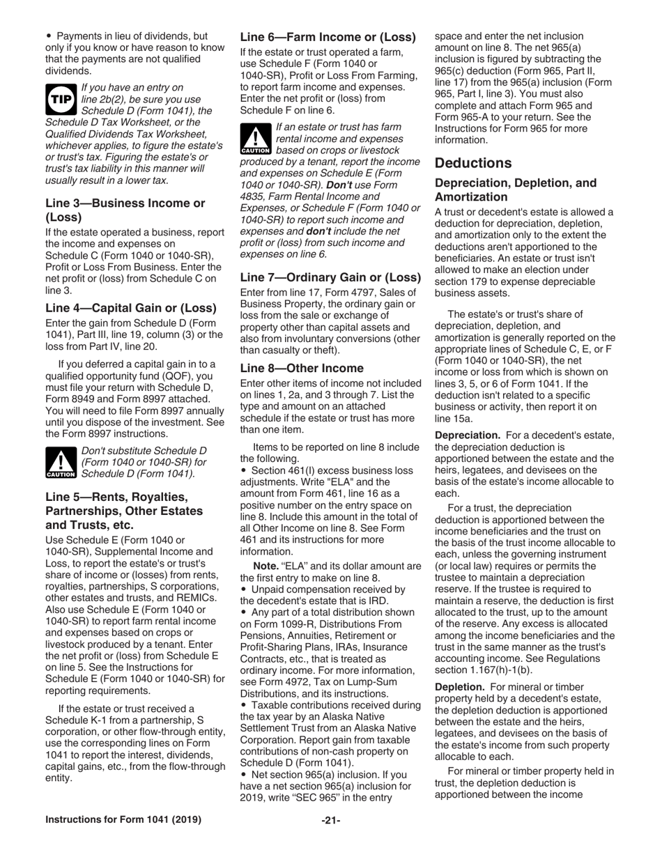 Instructions for IRS Form 1041 Schedule A, B, G, J, K-1 U.S. Income Tax Return for Estates and Trusts, Page 21