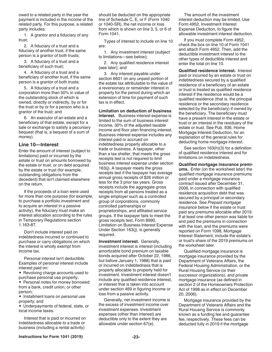 Instructions for IRS Form 1041 Schedule A, B, G, J, K-1 U.S. Income Tax Return for Estates and Trusts, Page 23