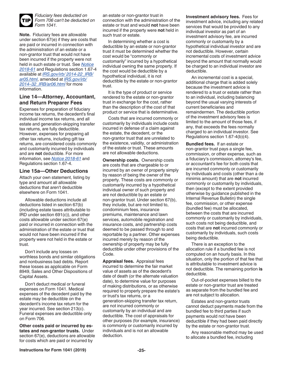 Instructions for IRS Form 1041 Schedule A, B, G, J, K-1 U.S. Income Tax Return for Estates and Trusts, Page 25