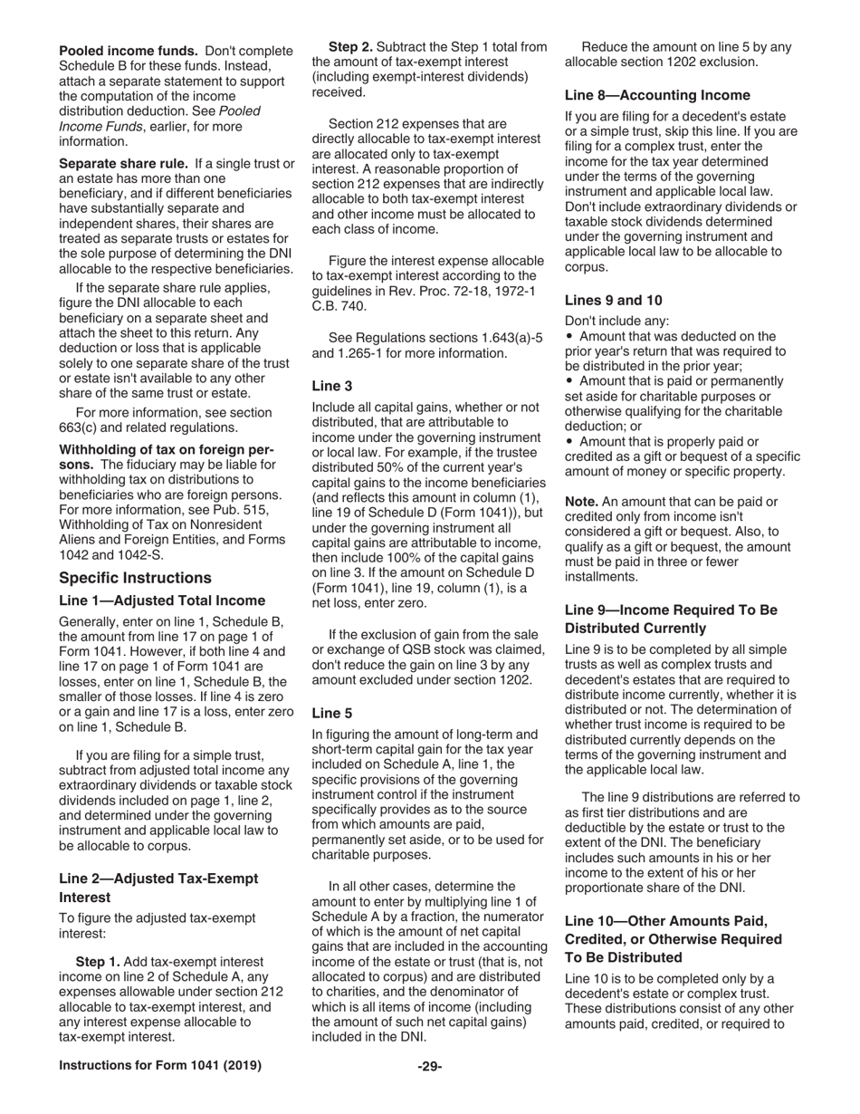 Instructions for IRS Form 1041 Schedule A, B, G, J, K-1 U.S. Income Tax Return for Estates and Trusts, Page 29