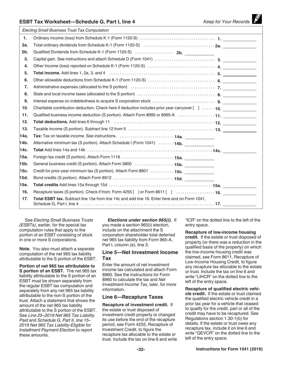 Instructions for IRS Form 1041 Schedule A, B, G, J, K-1 U.S. Income Tax Return for Estates and Trusts, Page 32