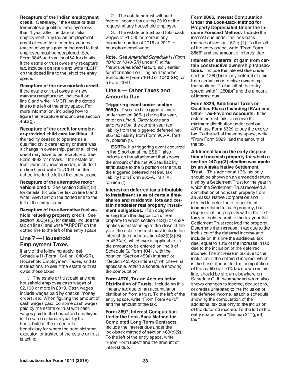Instructions for IRS Form 1041 Schedule A, B, G, J, K-1 U.S. Income Tax Return for Estates and Trusts, Page 33