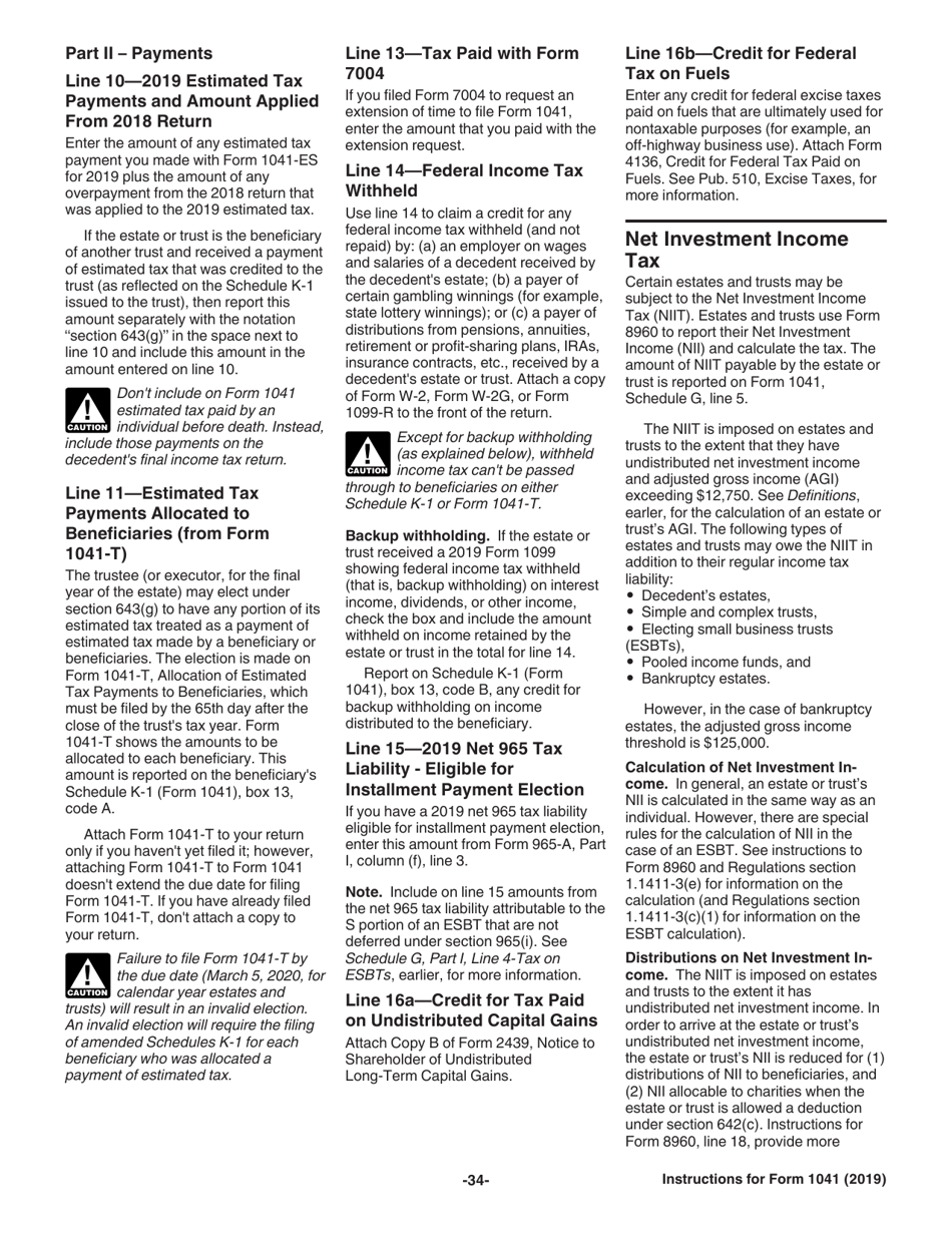 Instructions for IRS Form 1041 Schedule A, B, G, J, K-1 U.S. Income Tax Return for Estates and Trusts, Page 34