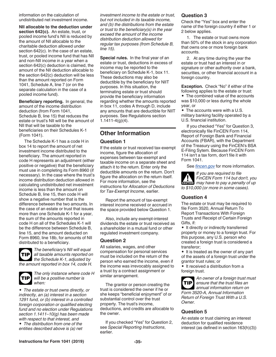 Instructions for IRS Form 1041 Schedule A, B, G, J, K-1 U.S. Income Tax Return for Estates and Trusts, Page 35