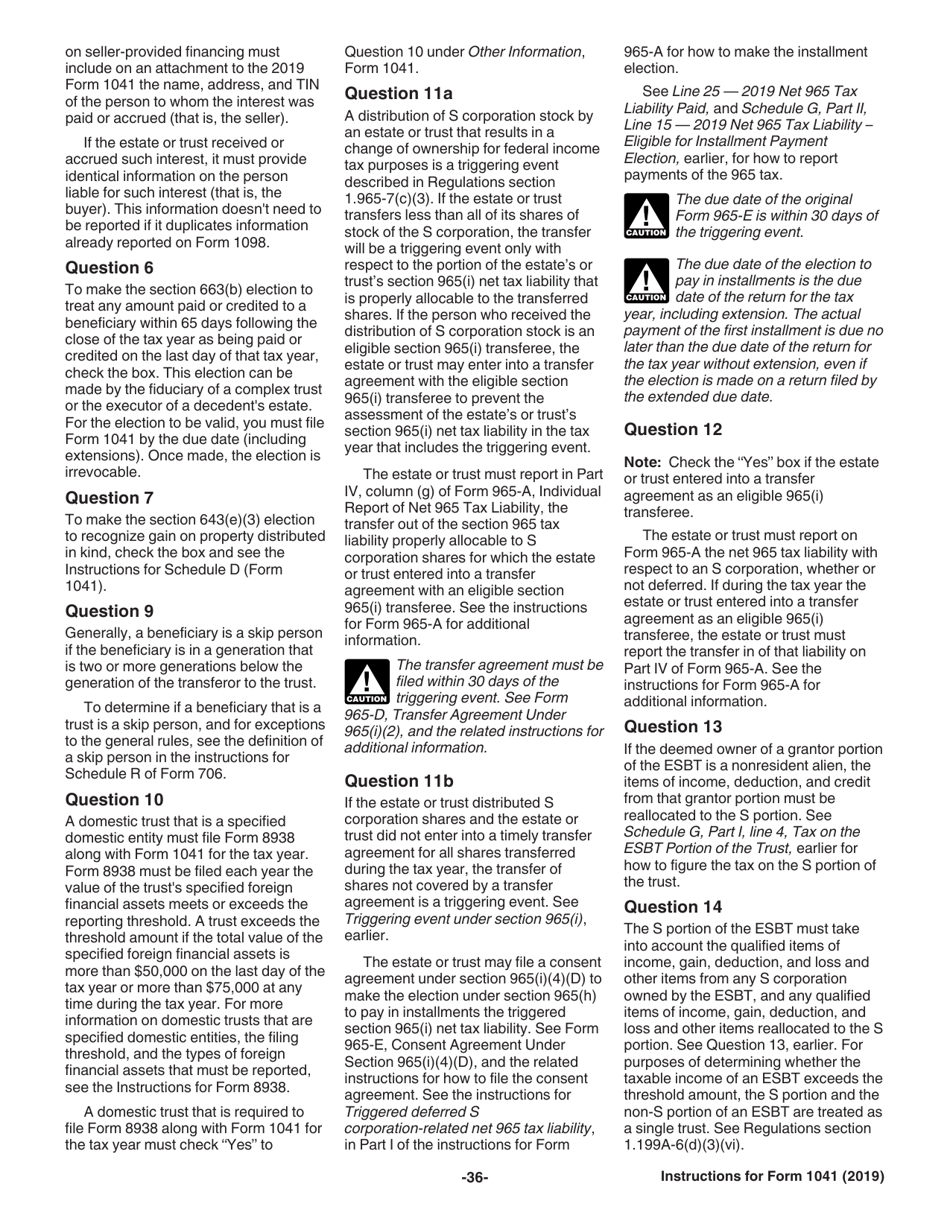 Instructions for IRS Form 1041 Schedule A, B, G, J, K-1 U.S. Income Tax Return for Estates and Trusts, Page 36