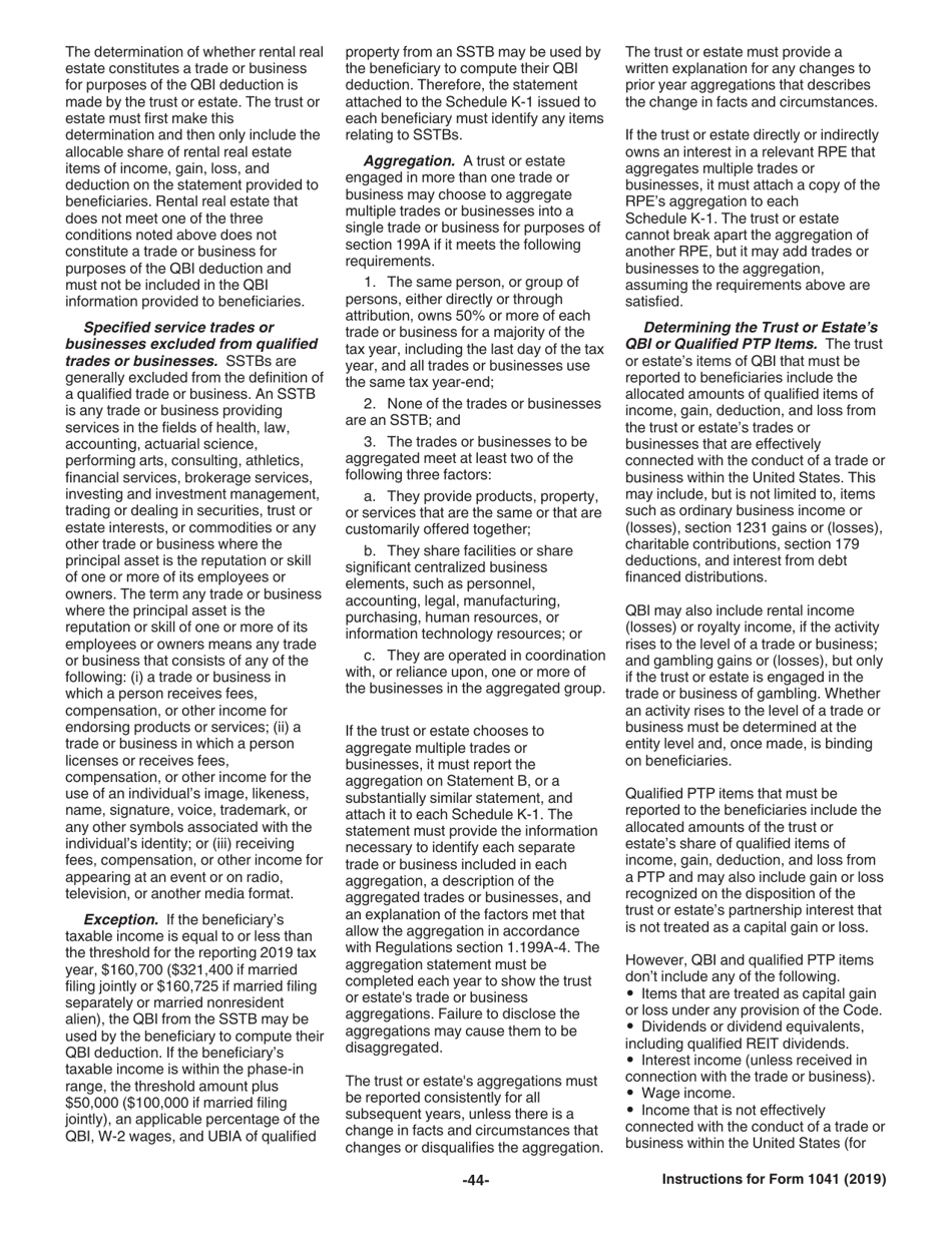 Instructions for IRS Form 1041 Schedule A, B, G, J, K-1 U.S. Income Tax Return for Estates and Trusts, Page 44