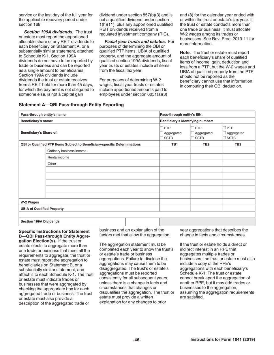 Instructions for IRS Form 1041 Schedule A, B, G, J, K-1 U.S. Income Tax Return for Estates and Trusts, Page 46