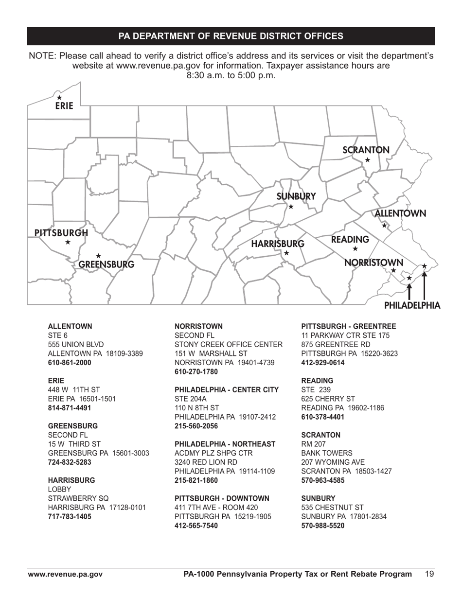 Download Instructions for Form PA1000 Property Tax or Rent Rebate