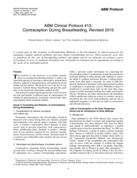 Document preview: Abm Clinical Protocol #13: Contraception During Breastfeeding