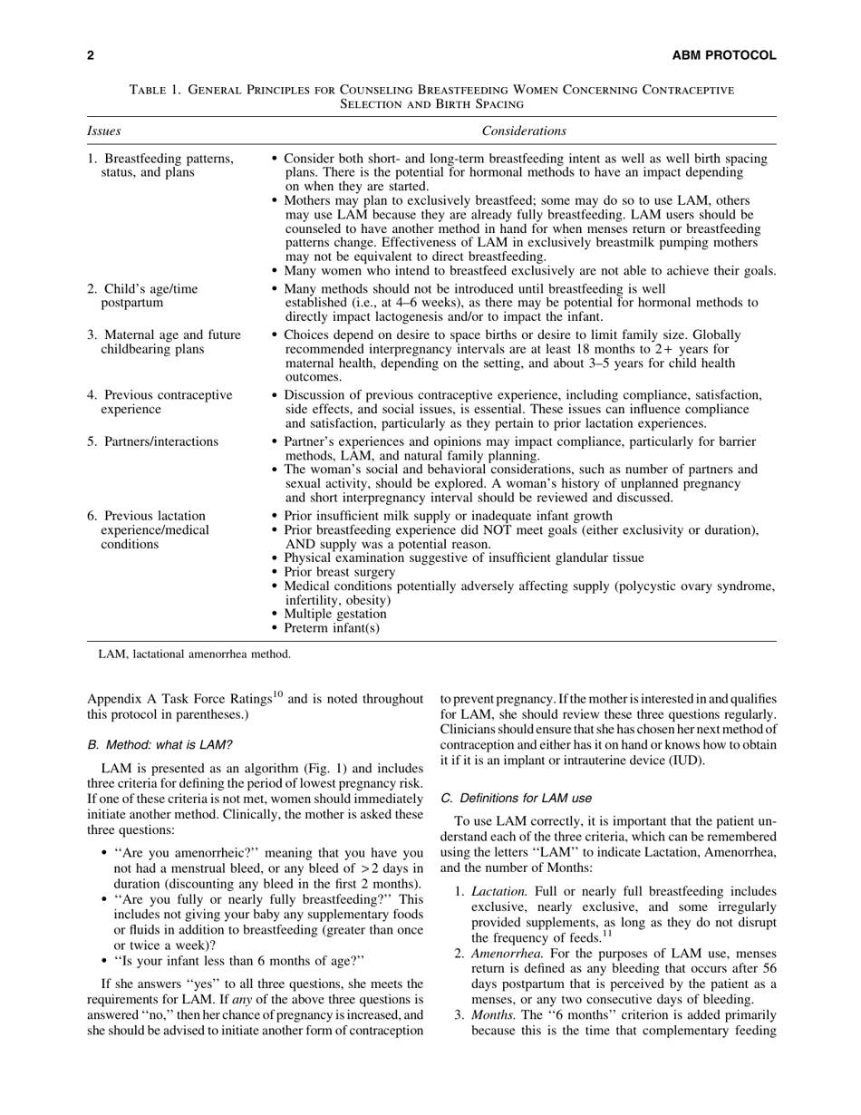 Abm Clinical Protocol #13: Contraception During Breastfeeding, Page 2