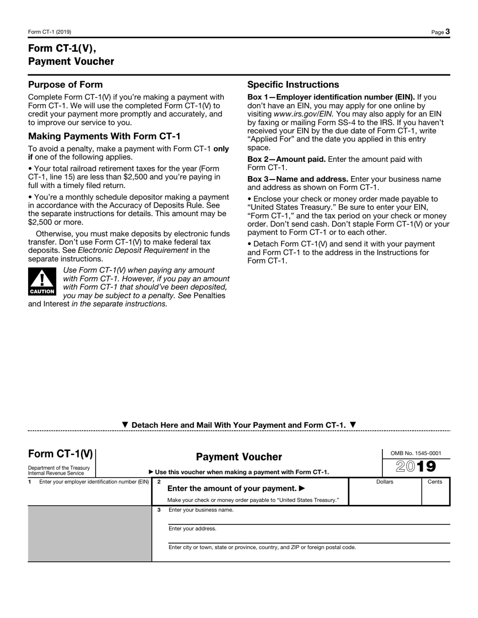 IRS Form CT-1(V) Payment Voucher, Page 1