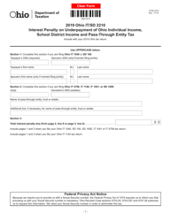 Document preview: Form IT/SD2210 Interest Penalty on Underpayment of Ohio Individual Income, School District Income and Pass-Through Entity Tax - Ohio, 2019