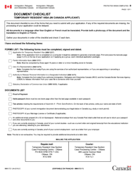 Document preview: Form IMM5721 Document Checklist - Temporary Resident Visa (In Canada Applicant) - Canada