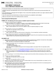 Document preview: Form IMM5484 Document Checklist for a Temporary Resident Visa - Canada