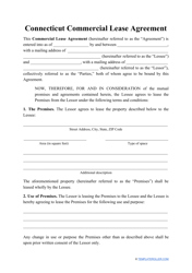 Document preview: Commercial Lease Agreement Template - Connecticut