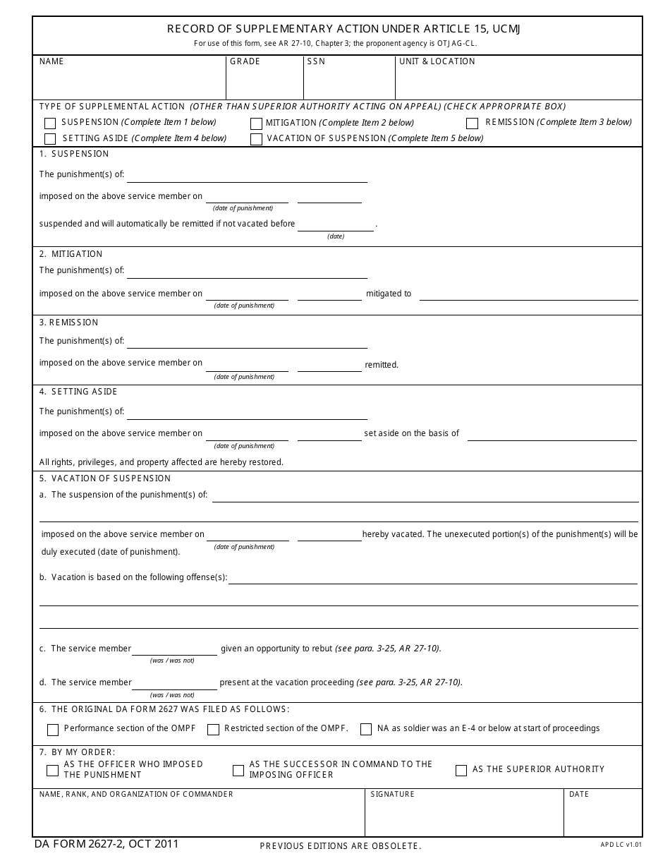 DA Form 2627-2 - Fill Out, Sign Online and Download Fillable PDF ...