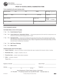 Document preview: Form IOCI0600-10 Proof of School Dental Examination Form - Illinois