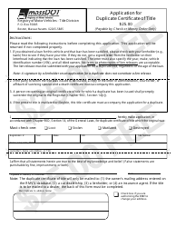 Application for Duplicate Certificate of Title - Massachusetts
