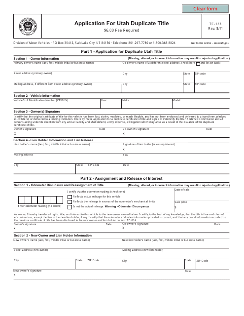 duplicate title texas form