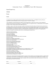 Document preview: Volunteer Form - Exemption From Fbi Clearance - American Chemical Society - Philadelphia, Pennsylvania