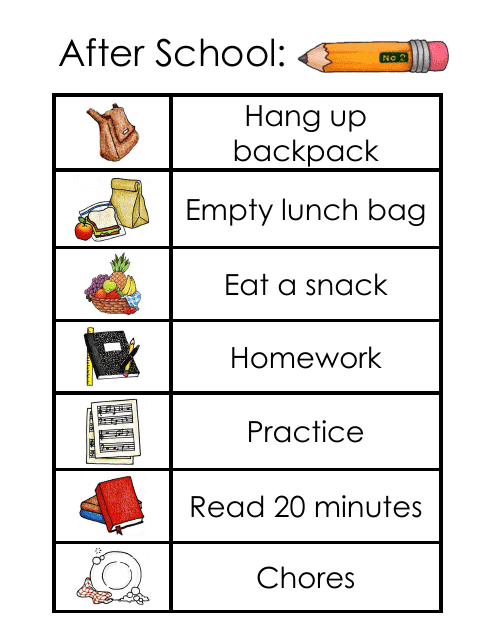 After School Chore Chart for Kids Download Printable PDF | Templateroller