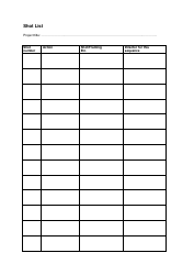 Document preview: Shot List Template
