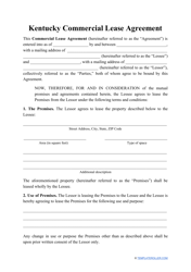 Document preview: Commercial Lease Agreement Template - Kentucky