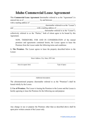 Commercial Lease Agreement Template - Idaho