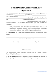Commercial Lease Agreement Template - South Dakota
